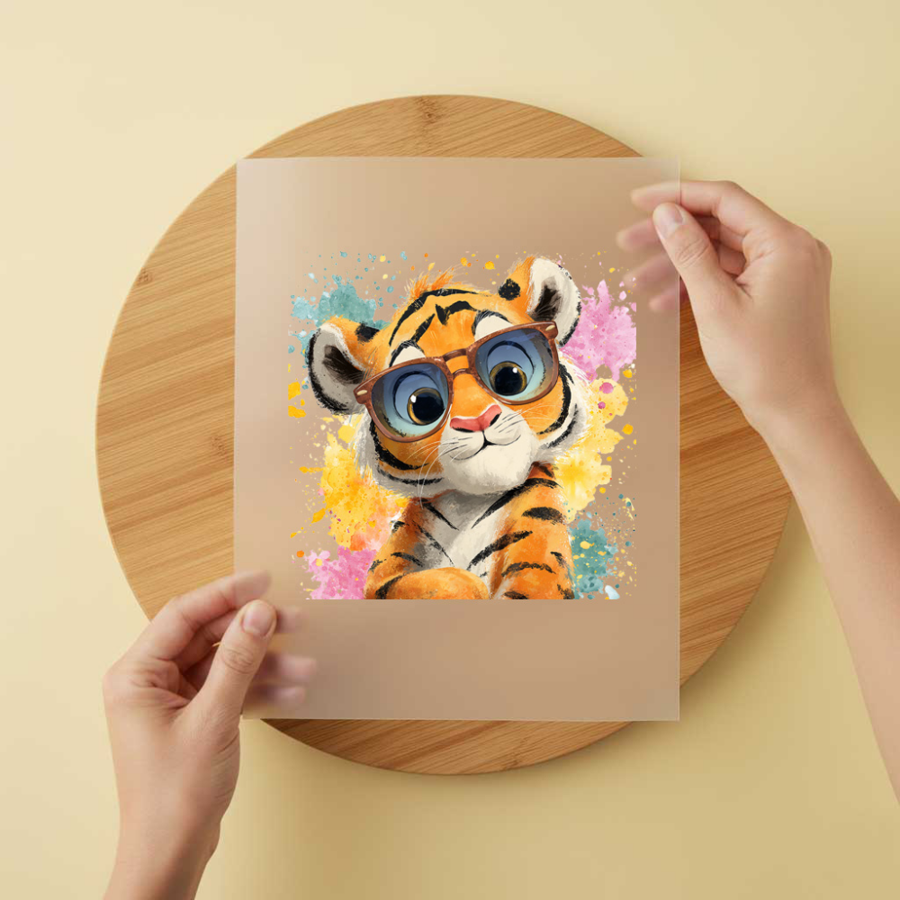Bügelbild/Sticker Tiger Brille Farbkleckse