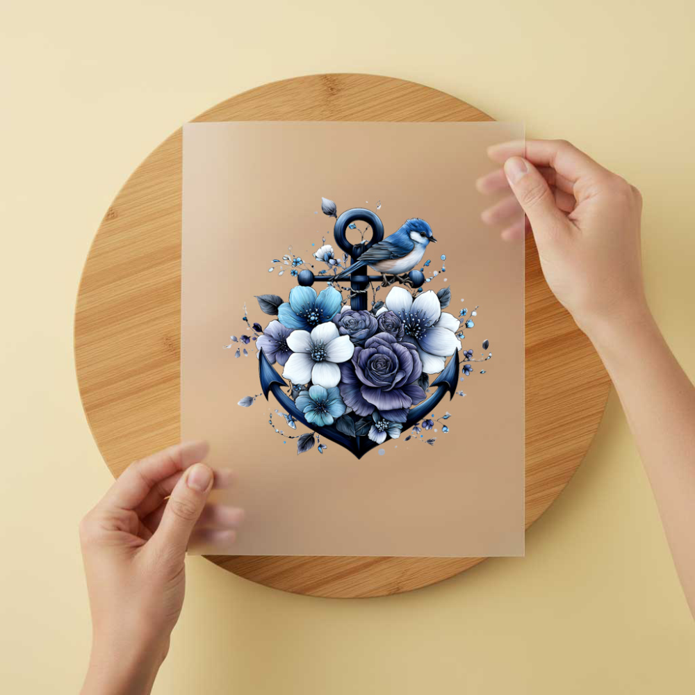 Bügelbild/Sticker Anker Blue Flower