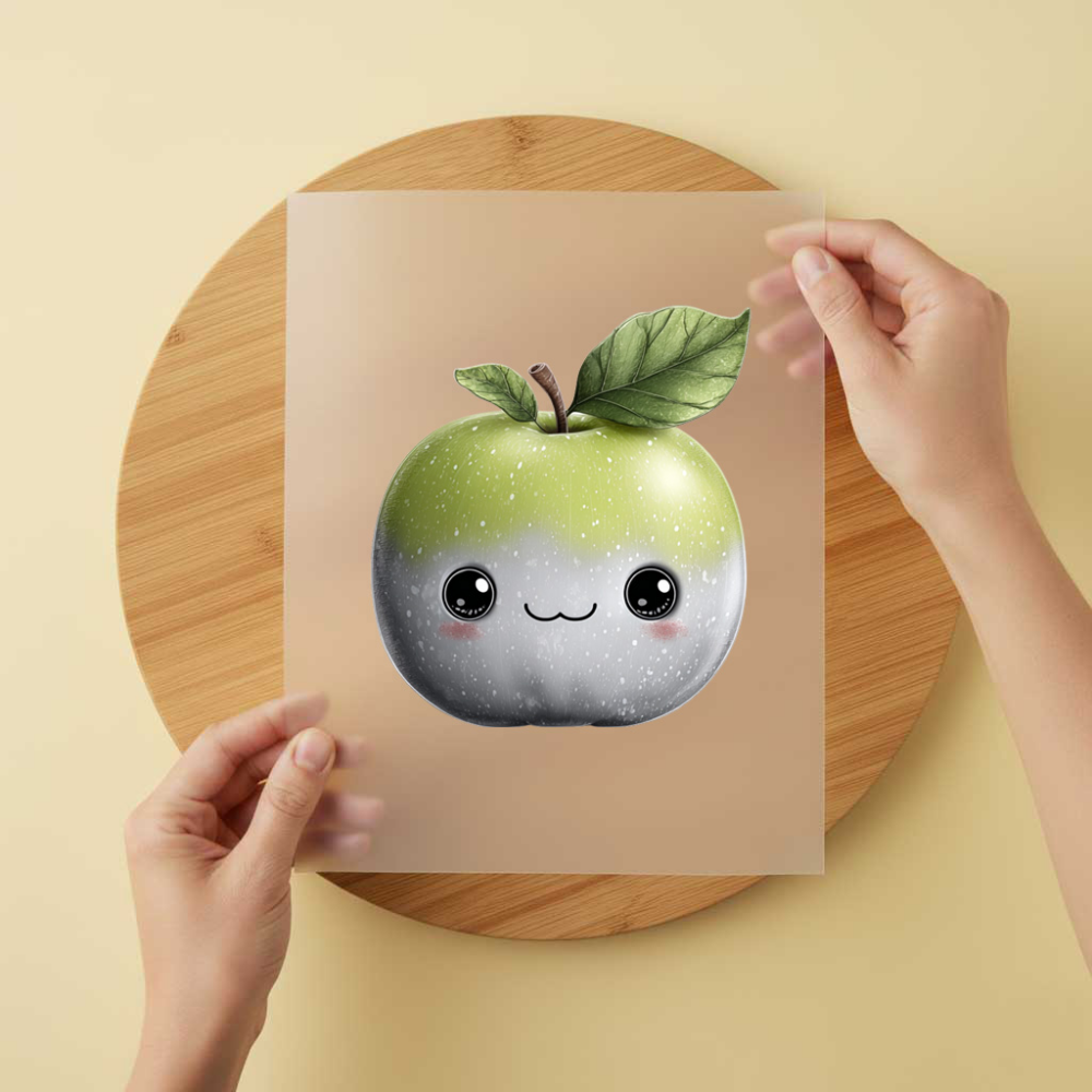 Bügelbild/Sticker Apfel Grau/Grün