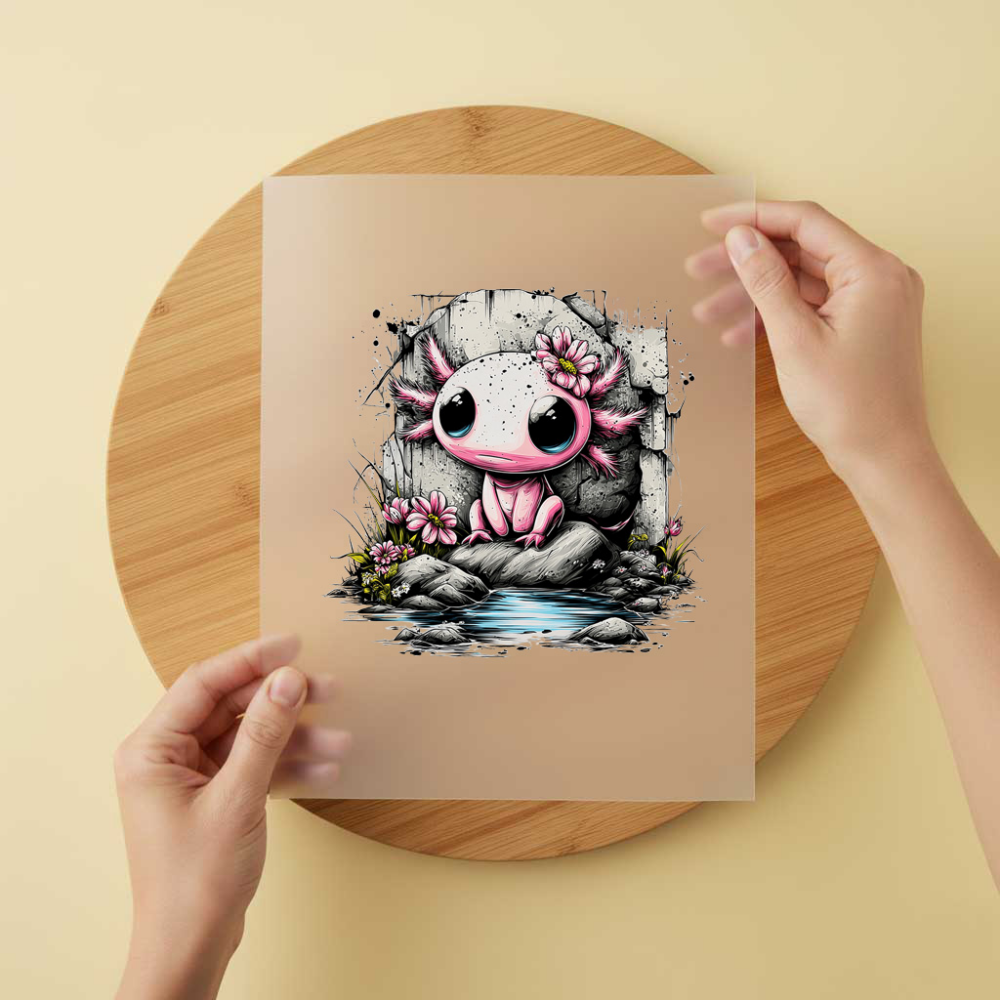 Bügelbild/Sticker Axolotl Dark Rosa