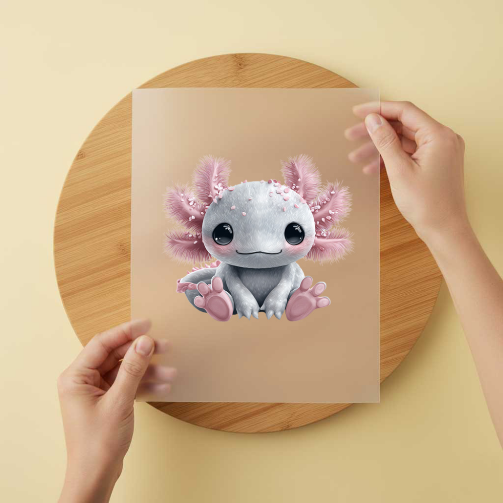 Bügelbild/Sticker Axolotl Grau/Rosa