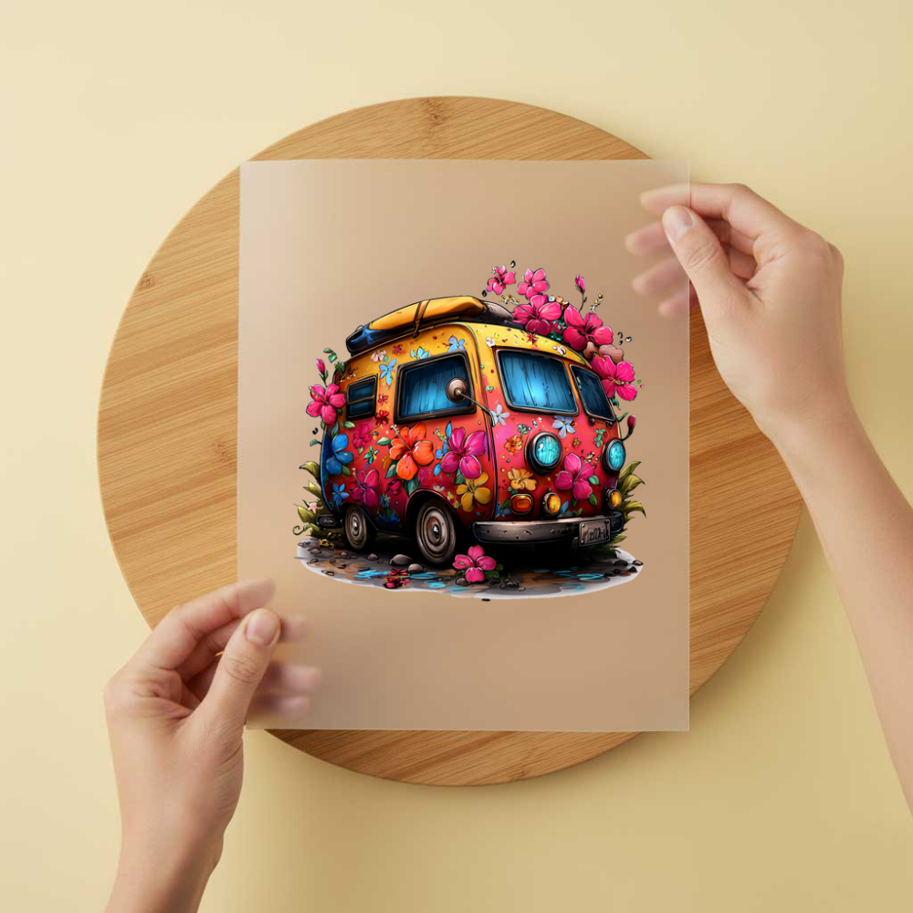 Bügelbild/Sticker Camper Bunt Flowertime
