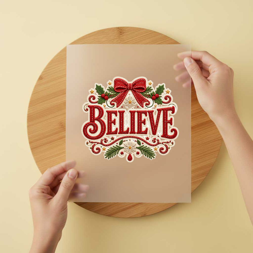 Bügelbild/Sticker Christmas Believe Gestrickt