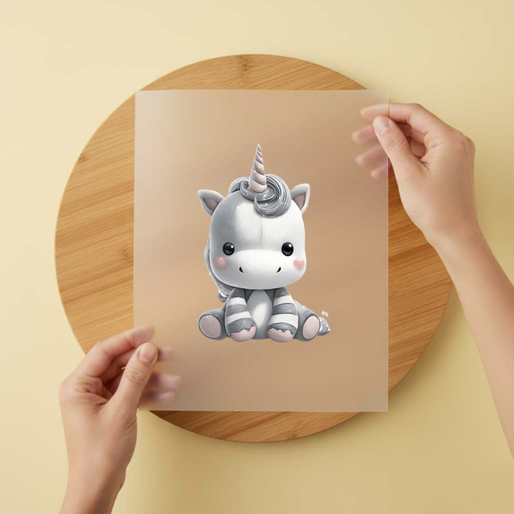 Bügelbild/Sticker Einhorn Baby Grau