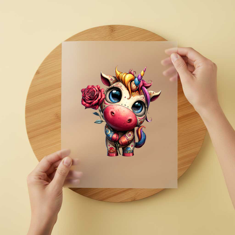 Bügelbild/Sticker Einhorn Bunt Blümchen
