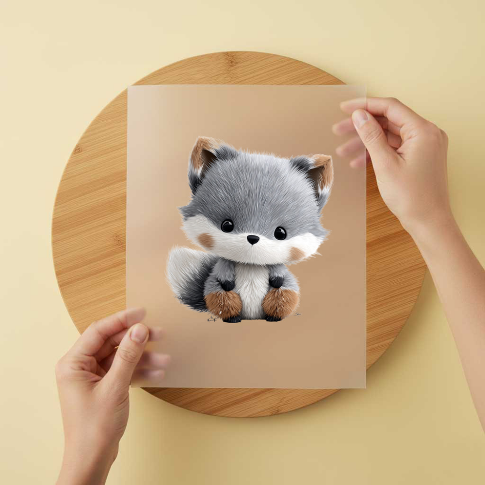 Bügelbild/Sticker Fuchs Baby Grau