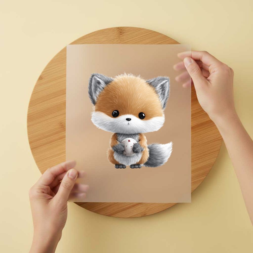 Bügelbild/Sticker Fuchs Baby Grau/Orange
