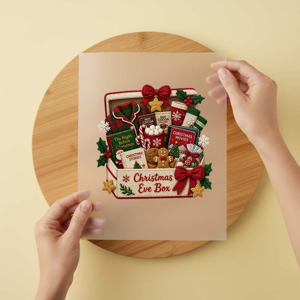 Bügelbild/Sticker Christmas Box Gestrickt