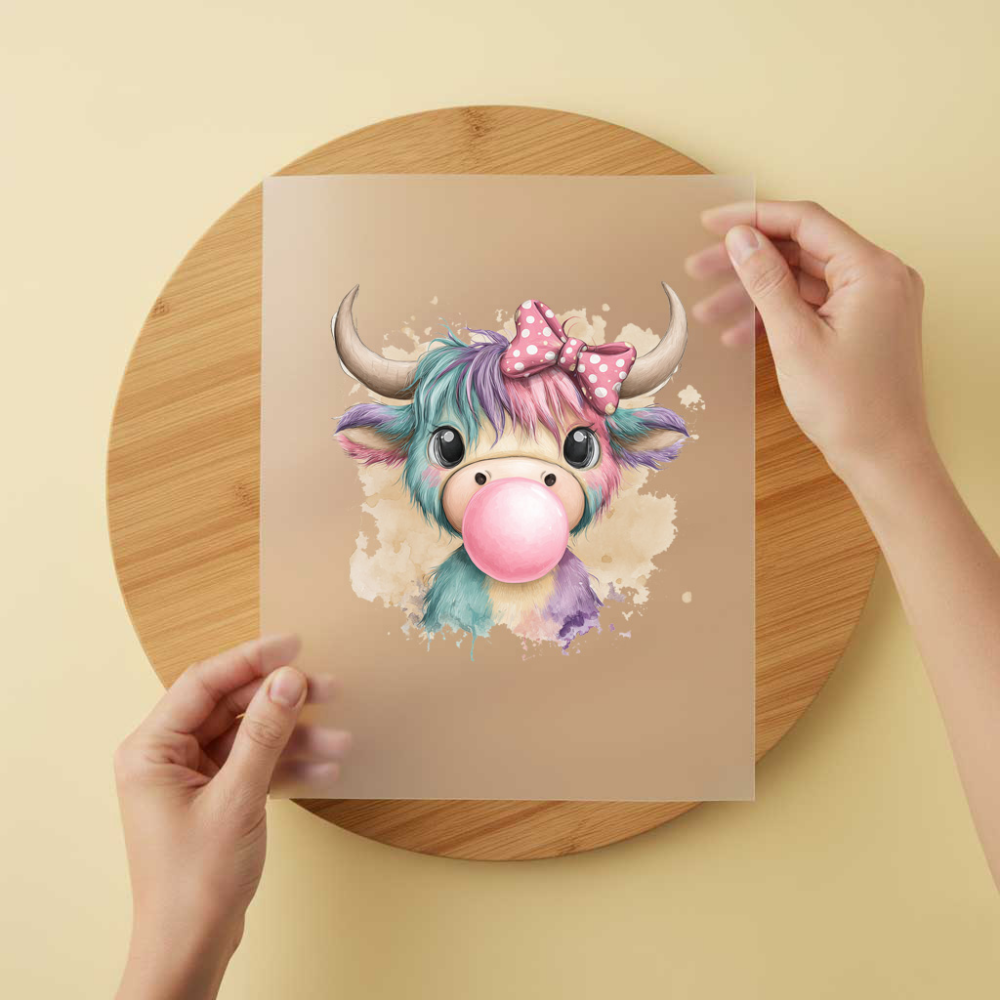 Bügelbild/Sticker Highland Kuh Schleifchen