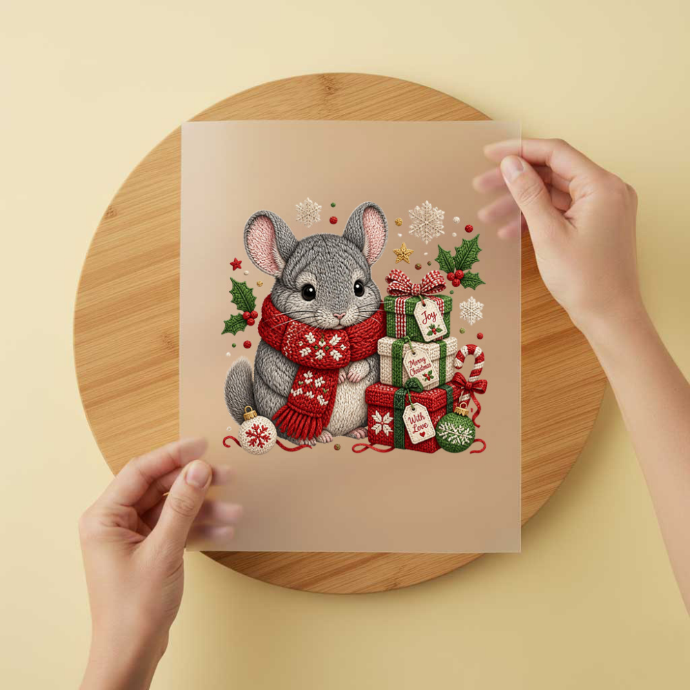 Bügelbild/Sticker Christmas Chinchilla Gestrickt