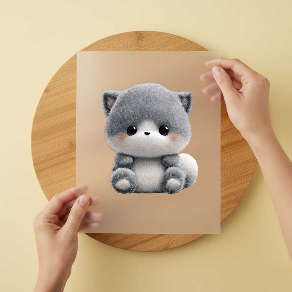 Bügelbild/Sticker Katze Baby Grau