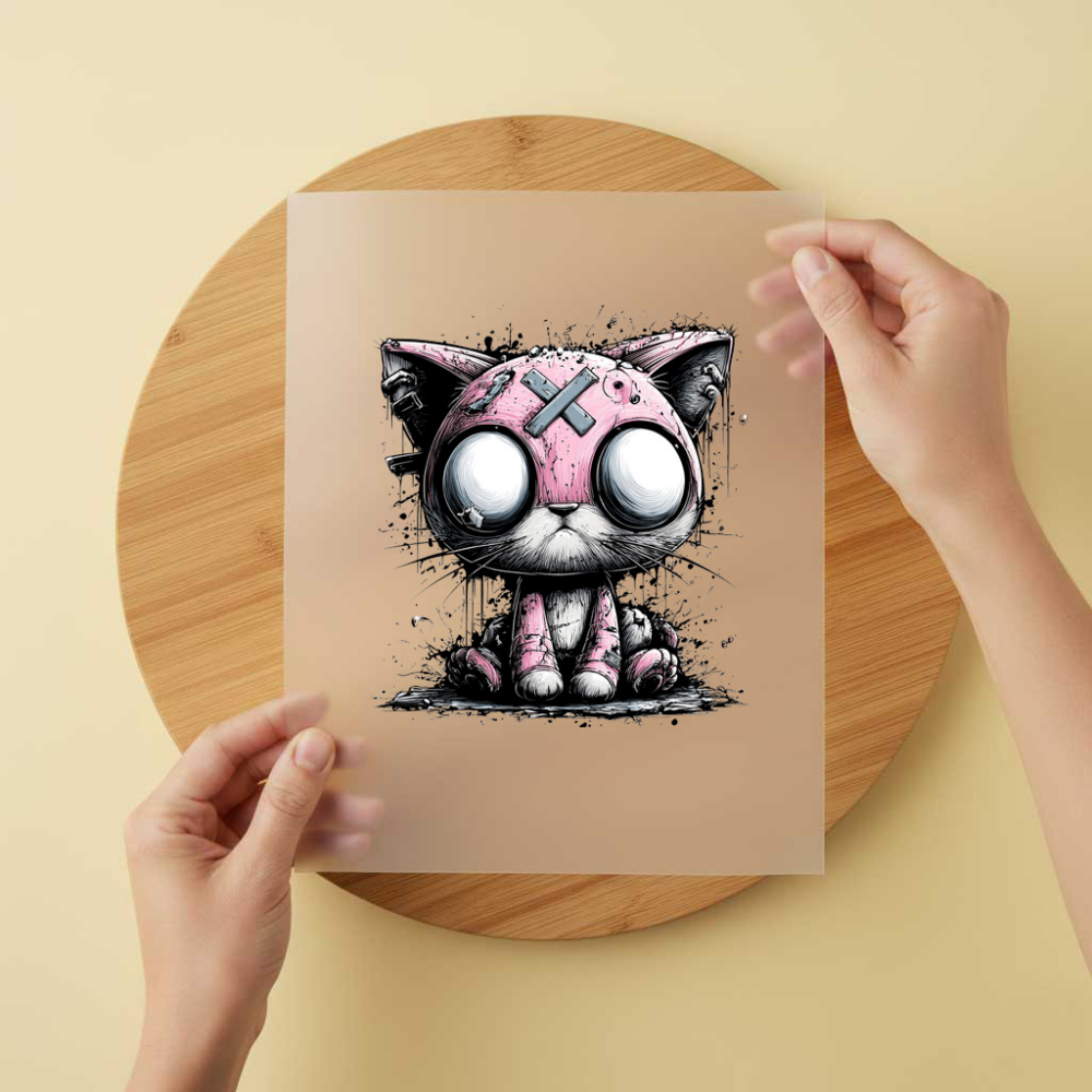 Bügelbild/Sticker Katze Darkness Rosa