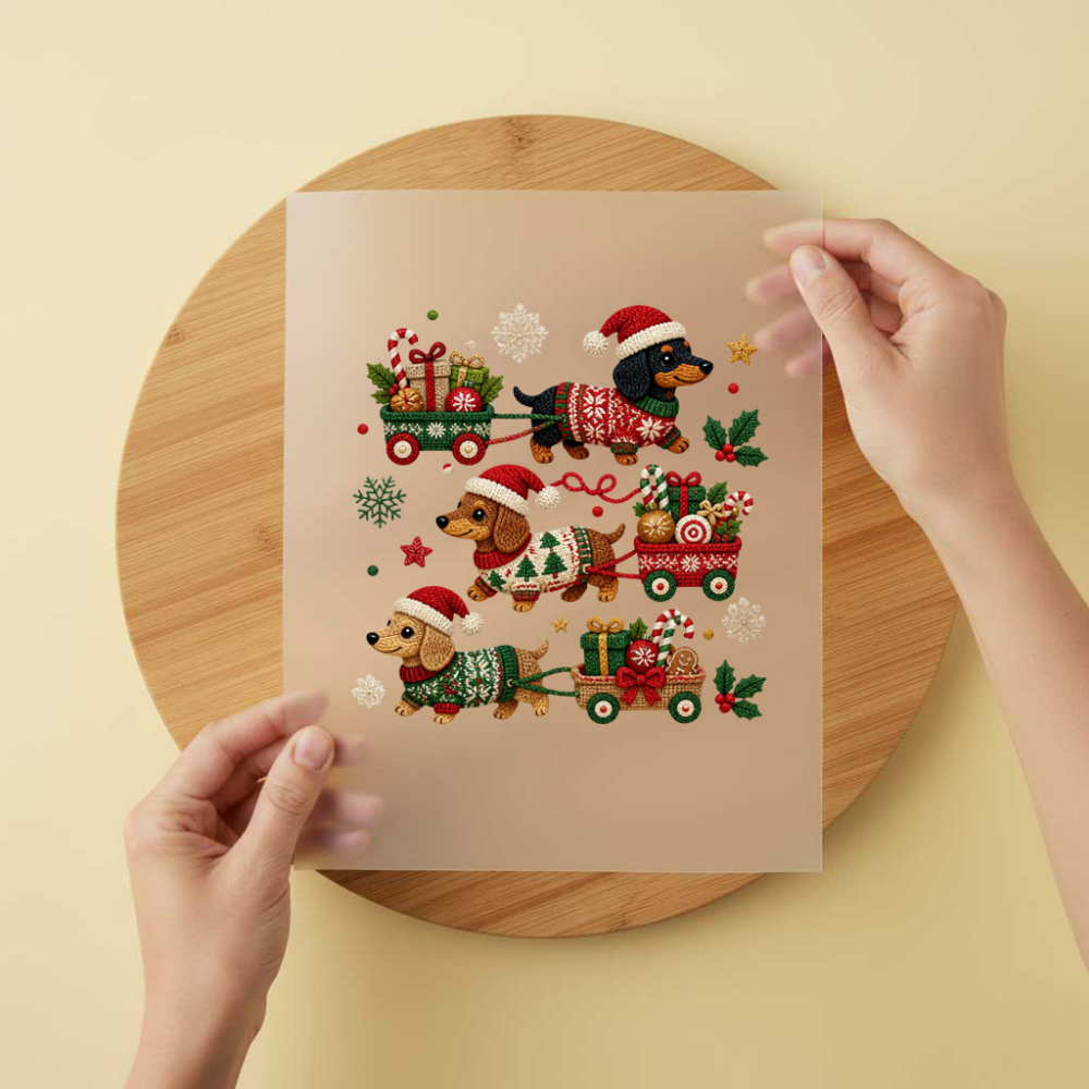 Bügelbild/Sticker Christmas Dackel Gestrickt