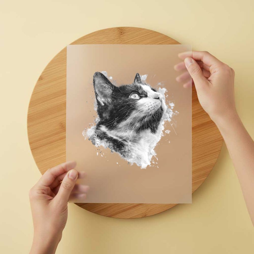 Bügelbild/Sticker Katze Schwarz/Weiss