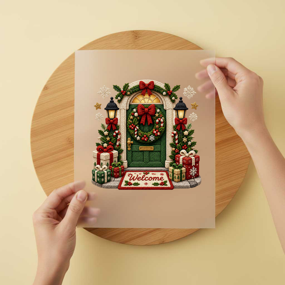 Bügelbild/Sticker Christmas Door Gestrickt