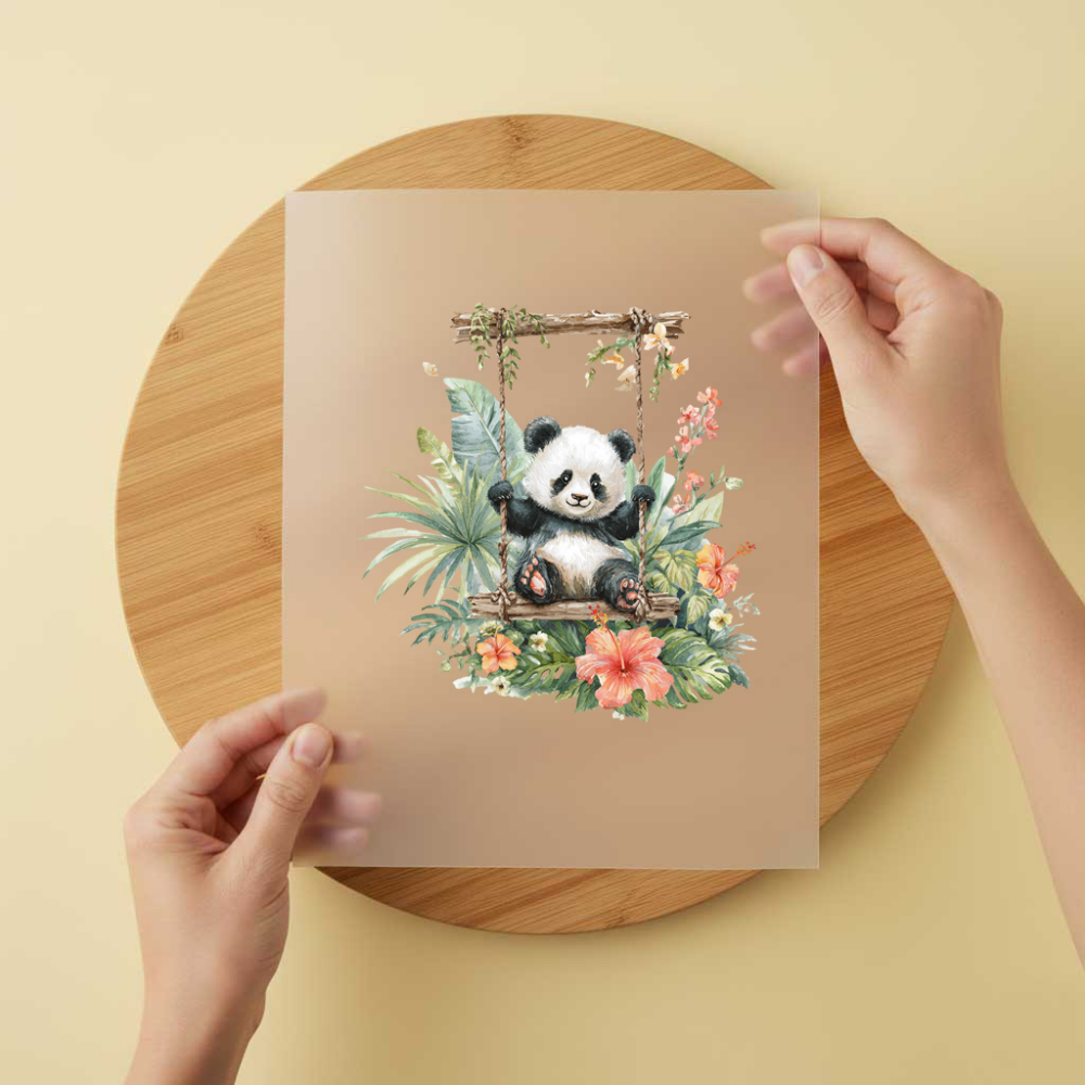 Bügelbild/Sticker Panda Schaukel