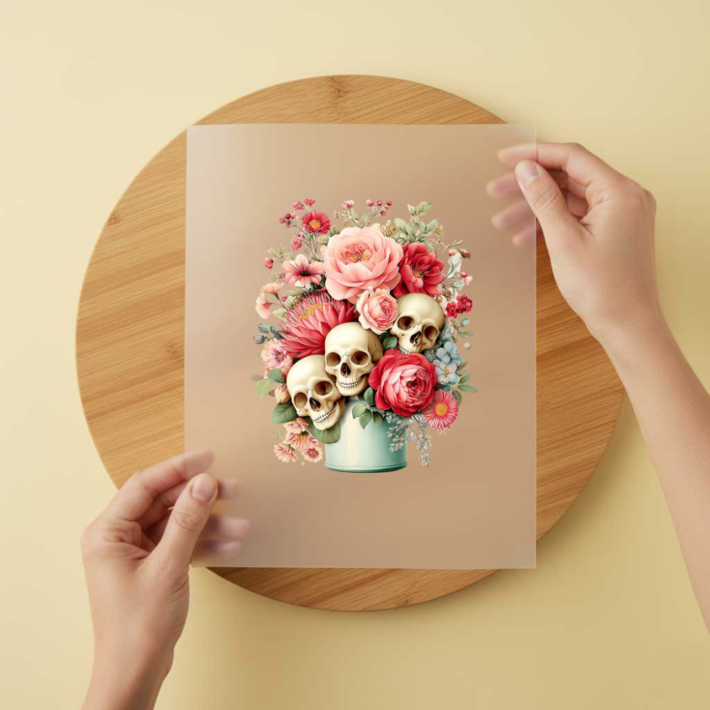 Bügelbild/Sticker Skull Vase