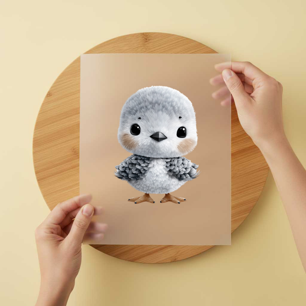Bügelbild/Sticker Vogel Baby Grau