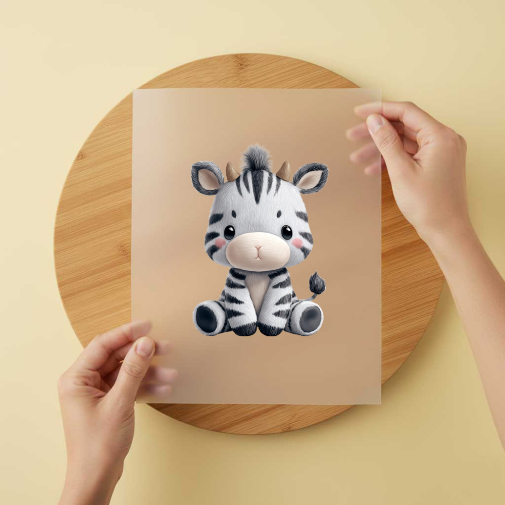 Bügelbild/Sticker Zebra Baby Sitzend Grau