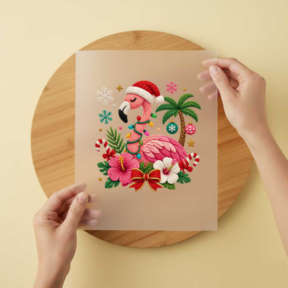 Bügelbild/Sticker Christmas Flamingo Gestrickt
