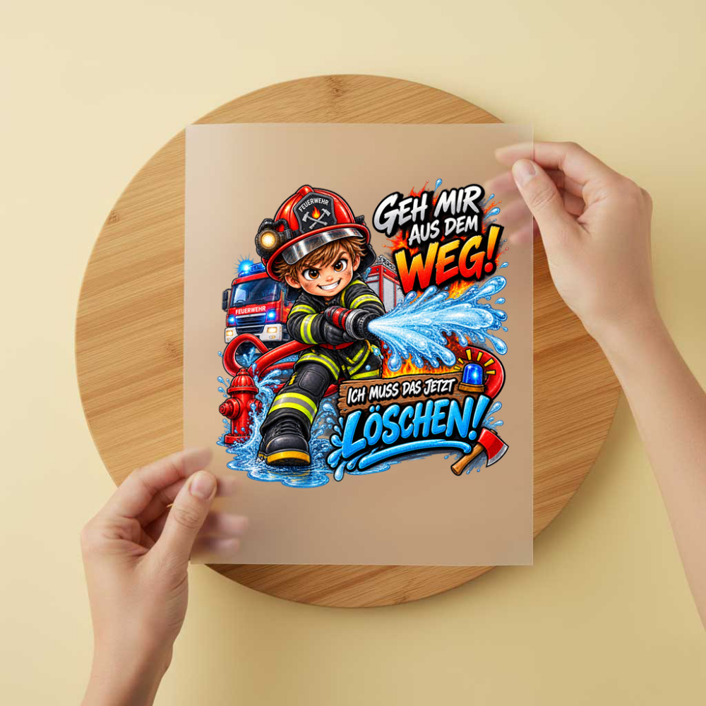 Bügelbild/Sticker Kopfkino - Kind Feuerwehr – DTF Bügelbild und UV DTF Sticker