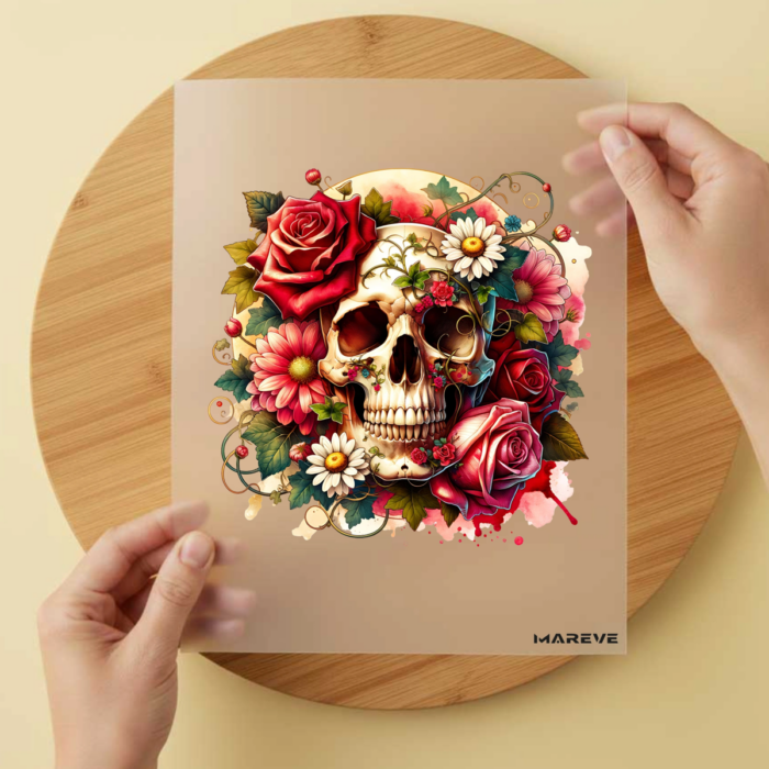Bügelbild/Sticker Skull - Gänseblümchen – DTF Bügelbild und UV DTF Sticker