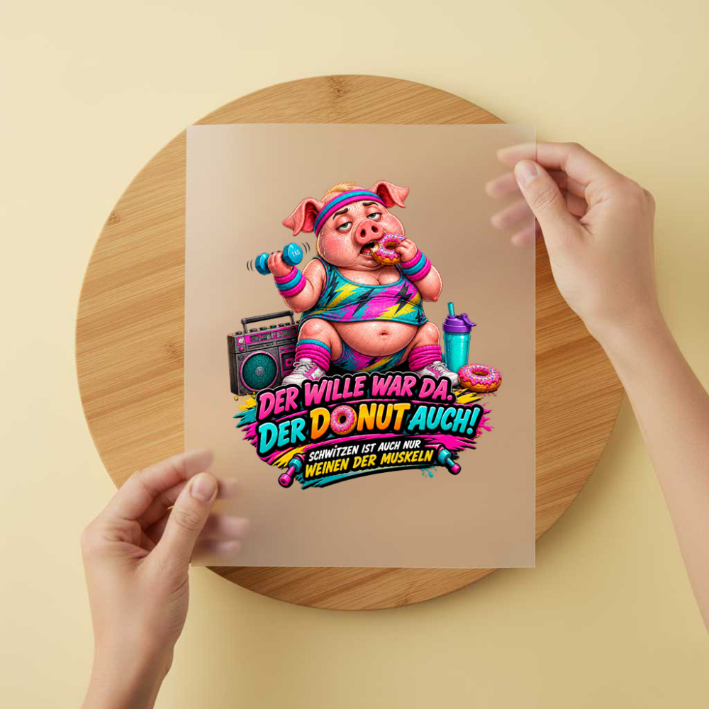 Bügelbild/Sticker Kopfkino - Schwein Donut – DTF Bügelbild und UV DTF Sticker