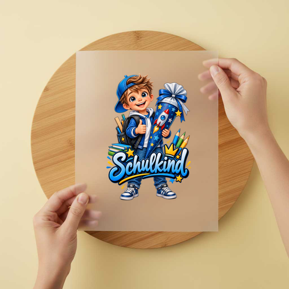 Bügelbild/Sticker Kopfkino - Junge Schulkind – DTF Bügelbild und UV DTF Sticker