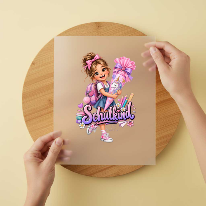 Bügelbild/Sticker Kopfkino - Mädchen Schulkind Bügelbild/Sticker Kopfkino - Mädchen Schulkind – DTF Bügelbild und UV DTF Sticker