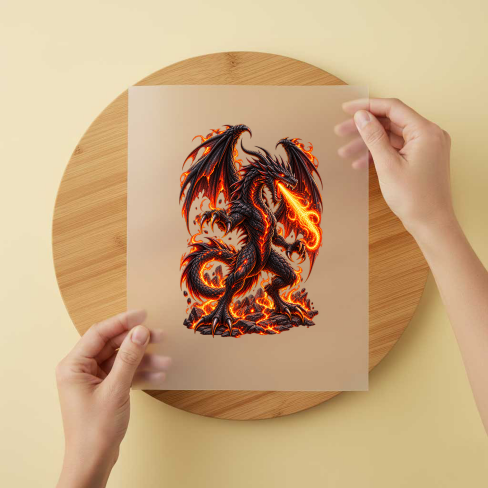 Bügelbild/Sticker Drache Feuer – DTF Bügelbild und UV DTF Sticker