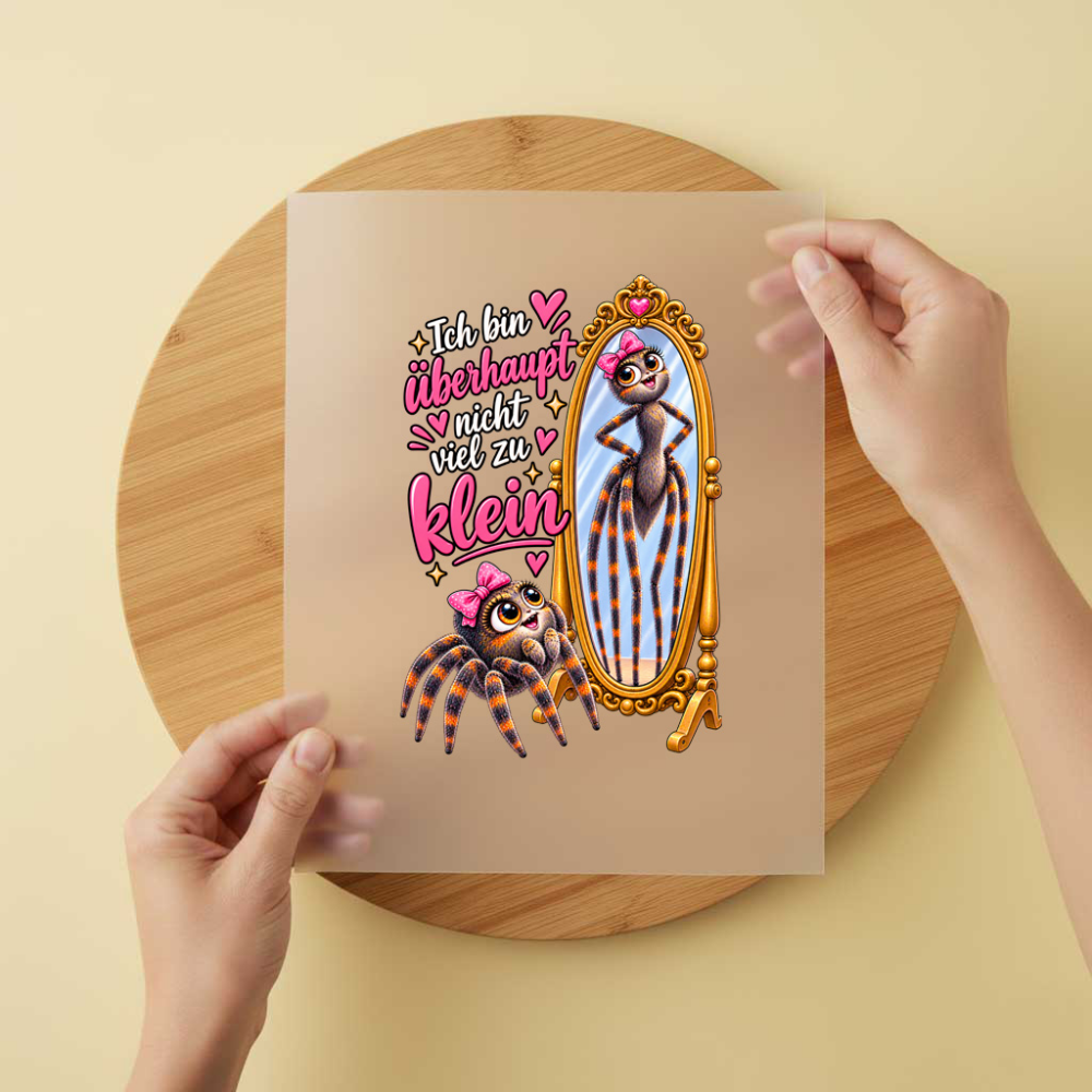Bügelbild/Sticker Spinne Spiegel – DTF Bügelbild und UV DTF Sticker