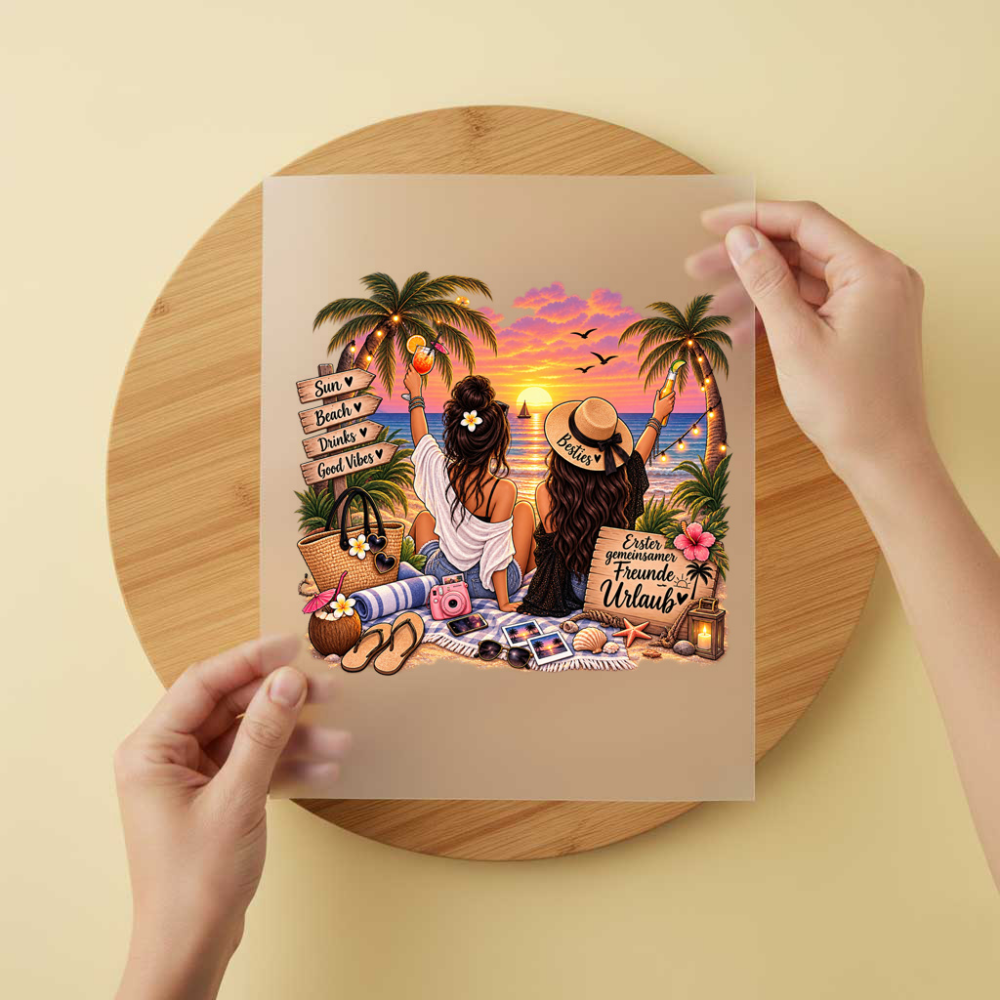 Bügelbild/Sticker Freunde Urlaub – DTF Bügelbild und UV DTF Sticker