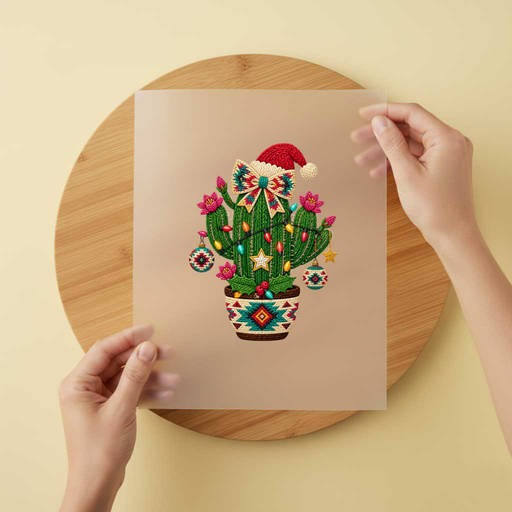 Bügelbild/Sticker Christmas Kaktus Gestrickt