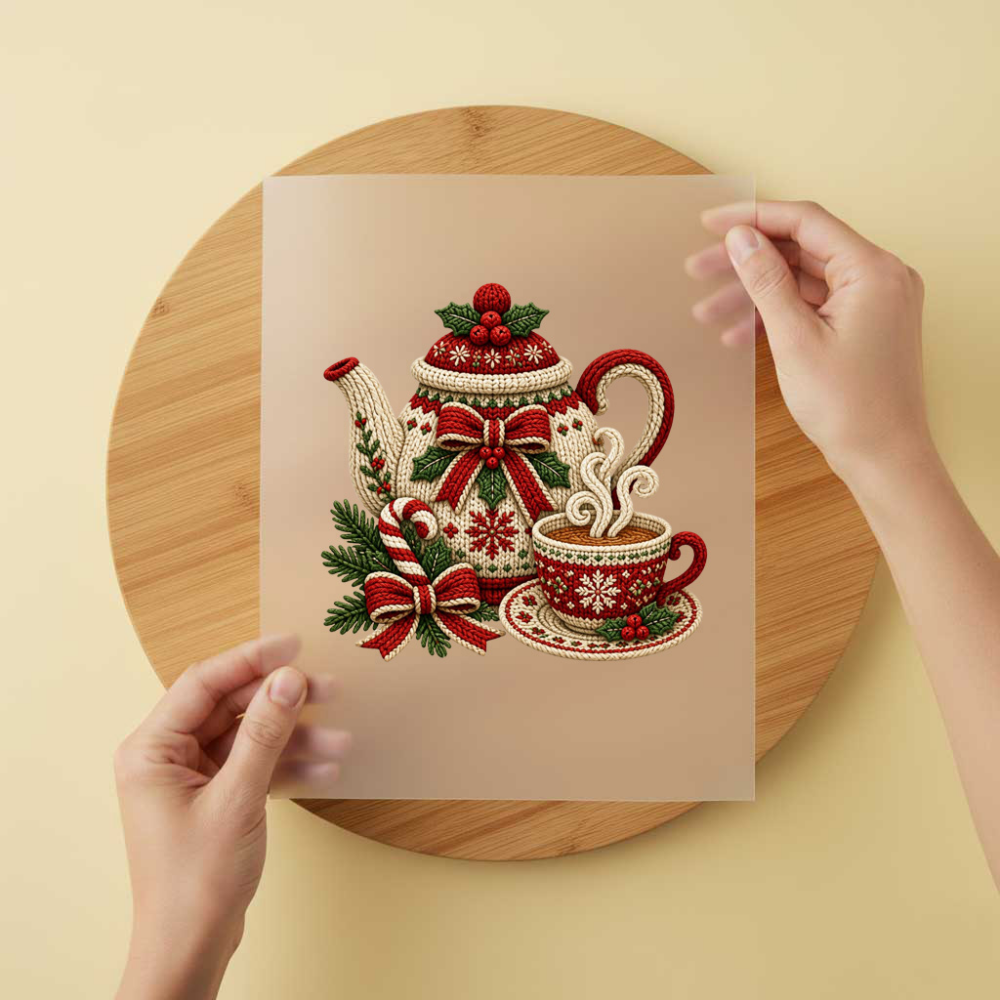 Bügelbild/Sticker Christmas Kanne Gestrickt