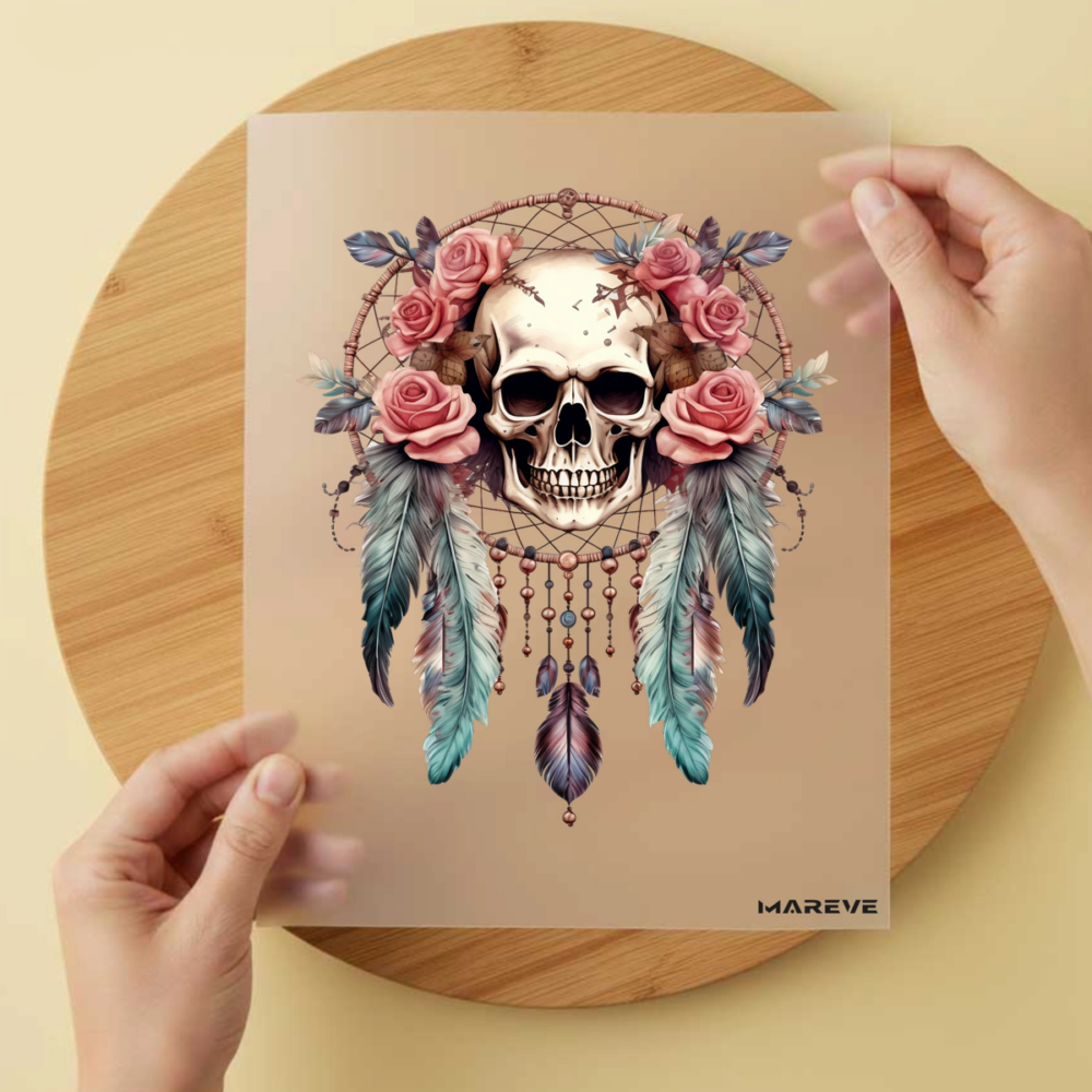 Bügelbild/Sticker Skull - Traumfänger - Rosa – DTF Bügelbild und UV DTF Sticker