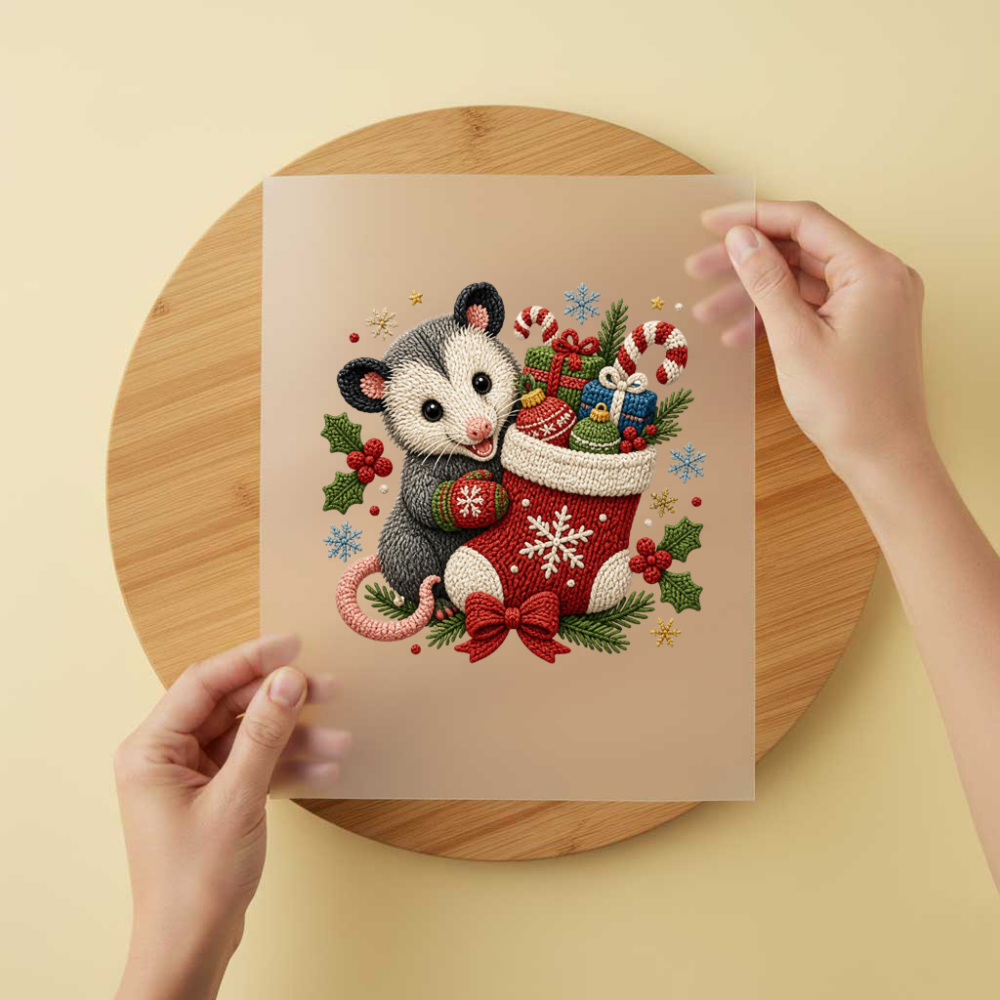 Bügelbild/Sticker Christmas Opossum Gestrickt