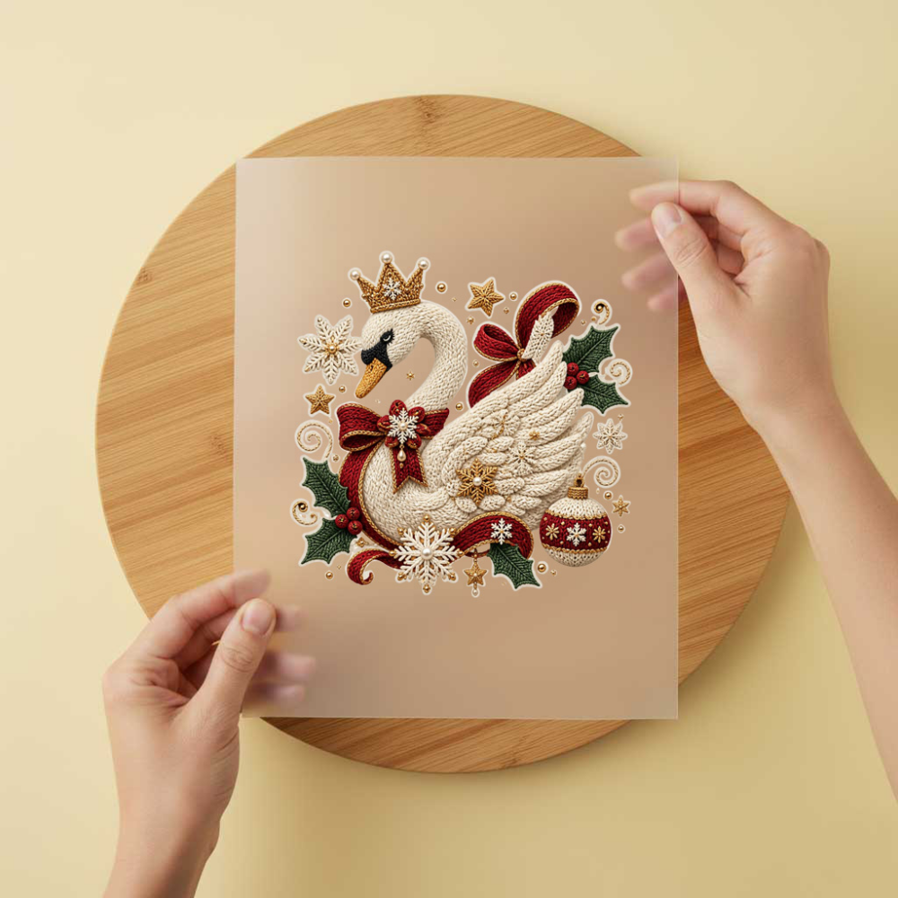 Bügelbild/Sticker Christmas Schwan Gestrickt