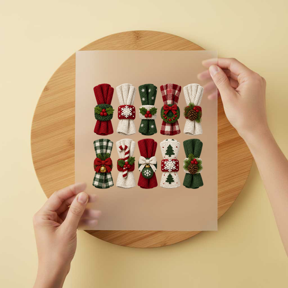 Bügelbild/Sticker Christmas Servietten Gestrickt